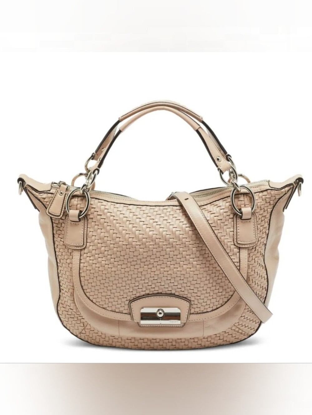 Coach Kristin Woven Leather Round Satchel Powered in Tuberose